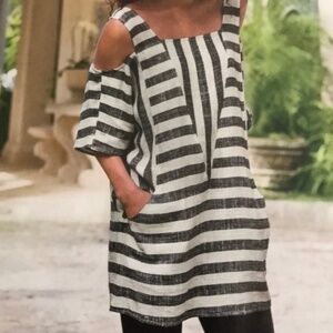 Soft Surroundings Top Linen Sunset Stripe Tunic